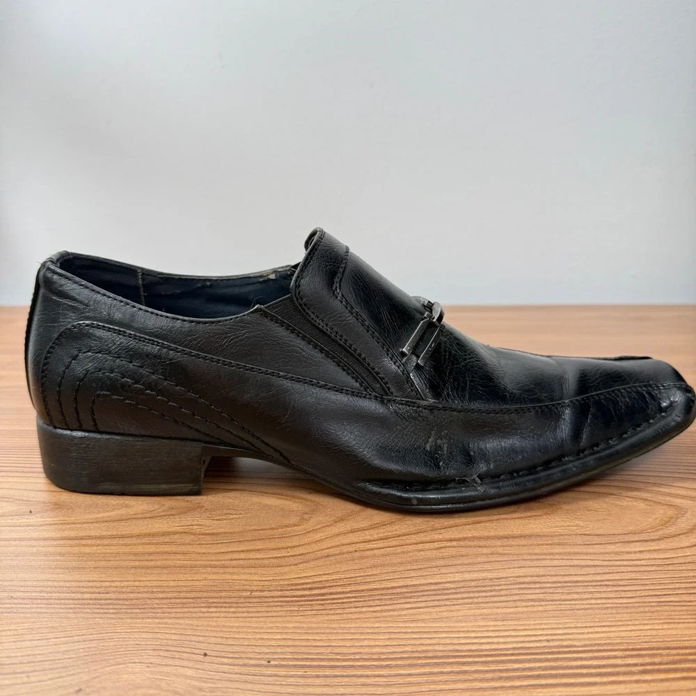 Alberto Fellini Loafers Mens 7.5 Black Wilson 02 Square Bit‎ Slip On Dress Shoe